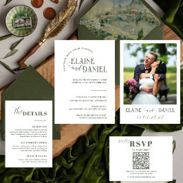 Invitación Elegante Boda de fotografías verde salado Minimali