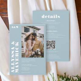 Invitación Elegante boda de fotos azul de hielo blanco y negr