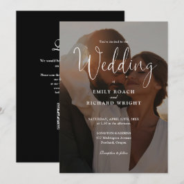 Invitación Elegante Boda de fotos de código QR de escritura m