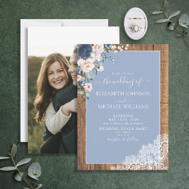 Invitación Elegante Boda de fotos de encaje rústico Rubor Dus