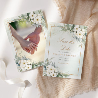 Invitación Elegante Boda De Fotos De Floral Boho Salva La Fec