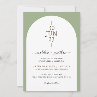 Invitación Elegante Boda de fotos de la puerta verde sabio mo