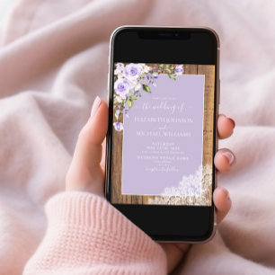 Invitación Elegante Boda de fotos de lavanda de lavanda de Li