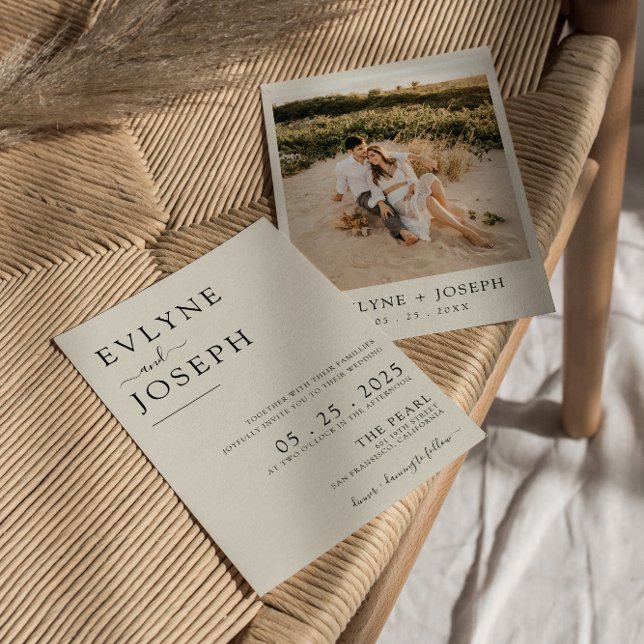 Invitación Elegante Boda de fotos de Moda moderna en blanco y (Subido por el creador)