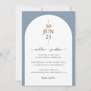 Invitación Elegante Boda de fotos de puertas azul turbulento