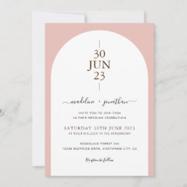 Invitación Elegante Boda de fotos de puertas rosadas y polvor