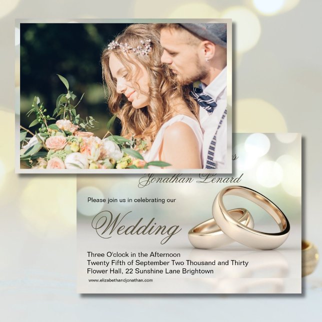 Invitación Elegante Boda de fotos doradas (Subido por el creador)