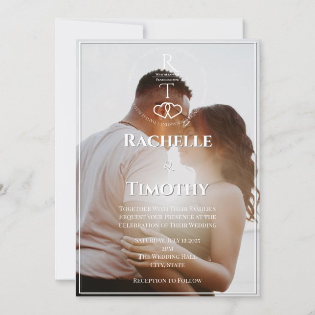 Invitación Elegante Boda de fotos en color romántico (Anverso)
