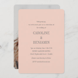 Invitación Elegante Boda de fotos gris de Rubor moderno