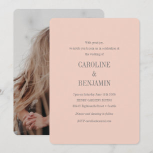 Invitación Elegante Boda de fotos gris de Rubor moderno