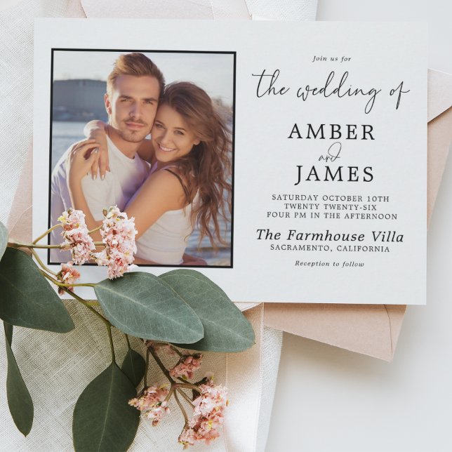 Invitación Elegante Boda de fotos personalizado moderno (Subido por el creador)