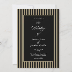Invitación Elegante Boda de franjas verticales negro y verde