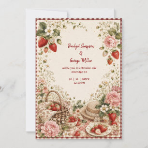 Invitación Elegante Boda de Fresa Campestre de Lujo