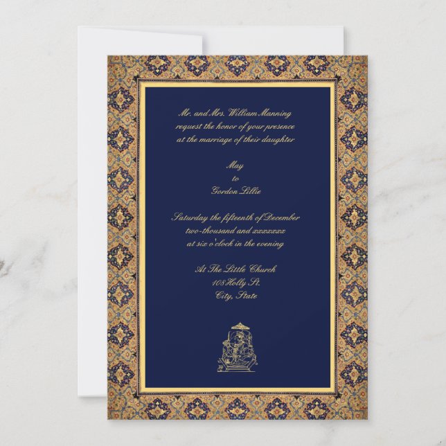Invitación Elegante Boda de frontera indio del siglo XVII (Anverso)