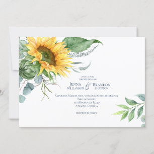 Invitación Elegante Boda de girasol acuático