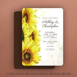 Invitación Elegante Boda de girasol color agua