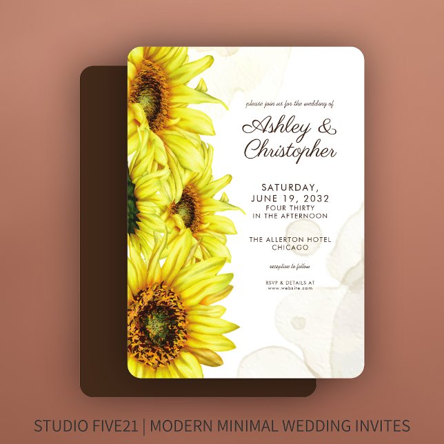 Invitación Elegante Boda de girasol color agua (Subido por el creador)