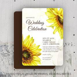 Invitación Elegante Boda de girasol color agua