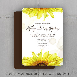 Invitación Elegante Boda de girasol color agua