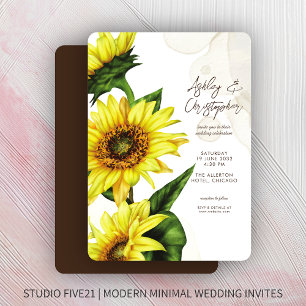 Invitación Elegante Boda de girasol color agua