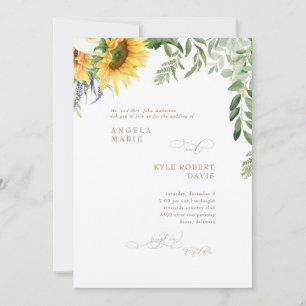Invitación Elegante Boda de Girasol Eucalyptus