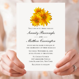 Invitación Elegante Boda de girasol floral amarillo