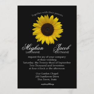 Invitación Elegante Boda de girasol negro