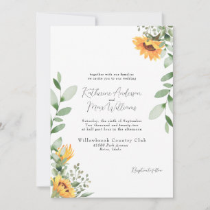 Invitación Elegante Boda de girasol sin padres