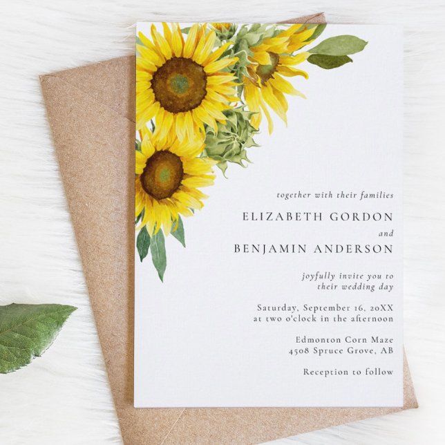 Invitación Elegante Boda de girasol Watercolor Floral Caída (Subido por el creador)