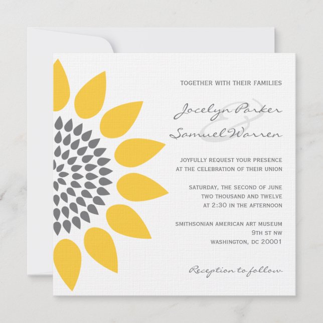 Invitación Elegante Boda de girasoles (Anverso)