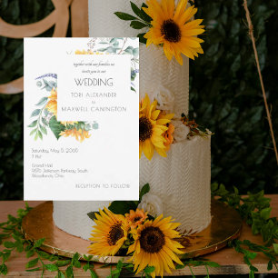 Invitación Elegante Boda de girasoles acuáticos