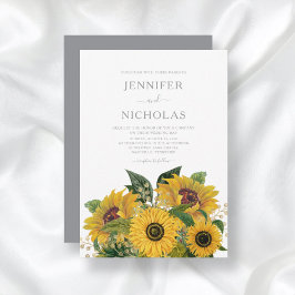Invitación Elegante Boda de girasoles grises