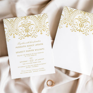 Invitación Elegante Boda de glamour de oro vintage