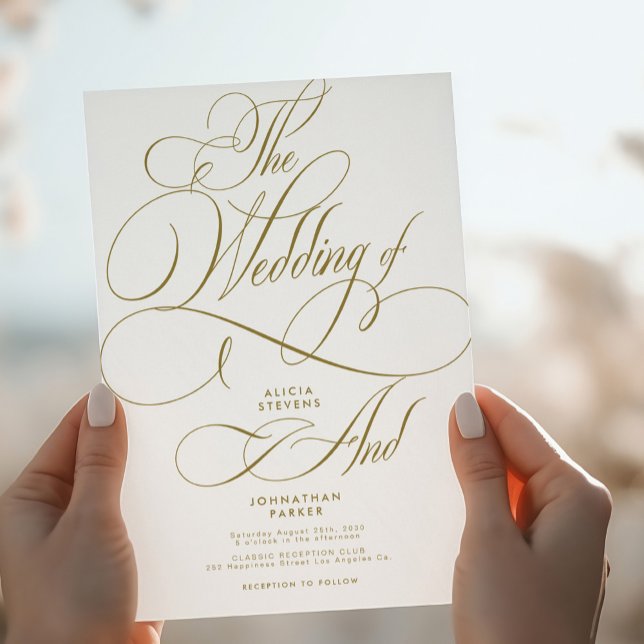 Invitación Elegante boda de guión clásico de caligrafía dorad (Subido por el creador)