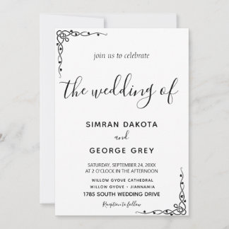 Invitación Elegante boda de guión clásico de época minimalist