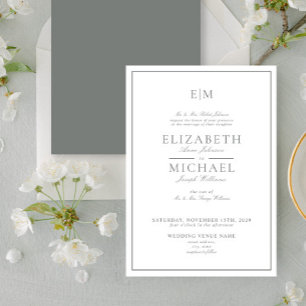 Invitación Elegante Boda de guión clásico verde sabio