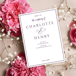 Invitación Elegante Boda de guión de caligrafía