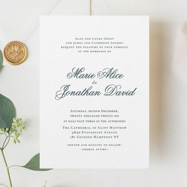 Invitación Elegante Boda de guión de caligrafía Minimalista (Elegant Minimalist Calligraphy Script Wedding Invitation)