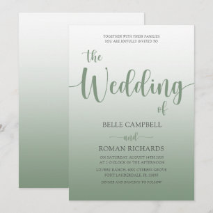 Invitación Elegante Boda de guión de caligrafía verde sabana