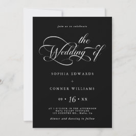 Invitación Elegante Boda de guión de caracteres negro