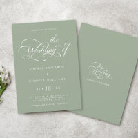 Elegante Boda de guión de caracteres Sage Green