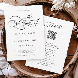 Invitación Elegante Boda de guión de estilo gráfico todo en u