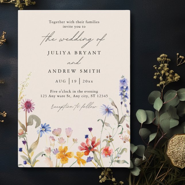 Invitación Elegante boda de guión de flor silvestre Boho (Subido por el creador)