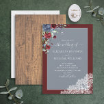 Invitación Elegante Boda de guión de madera azul turbia<br><div class="desc">¡Estamos tan contentos con esta elegante y polvorienta invitación a una boda rústica y azul burdeos! No fue fácil venir con un rústico y polvoriento diseño burdeos azul que sentimos que cumplíamos con nuestras exigencias estéticas, pero luego lo hicimos, ¡y ahora estamos enamorados! Parte de una suite boda que esperamos...</div>