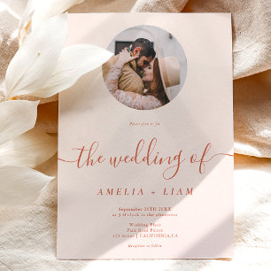 Invitación Elegante boda de guión gráfico de boho beige terra