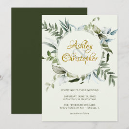 Invitación Elegante Boda de guión moderno de vegetación