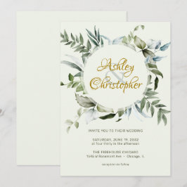 Invitación Elegante Boda de guión moderno de vegetación