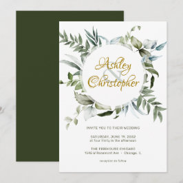Invitación Elegante Boda de guión moderno de vegetación