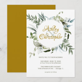 Invitación Elegante Boda de guión moderno de vegetación