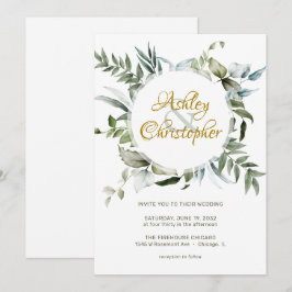 Invitación Elegante Boda de guión moderno de vegetación